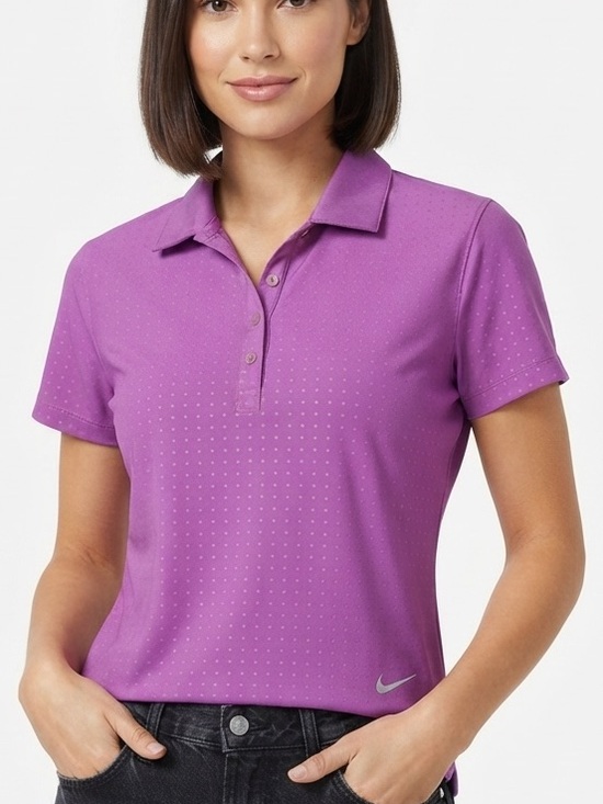Nike Tops - NIKE GOLF Purple Polka Dot Polo Shirt Top Athletic Golfcore Tenniscore Large
